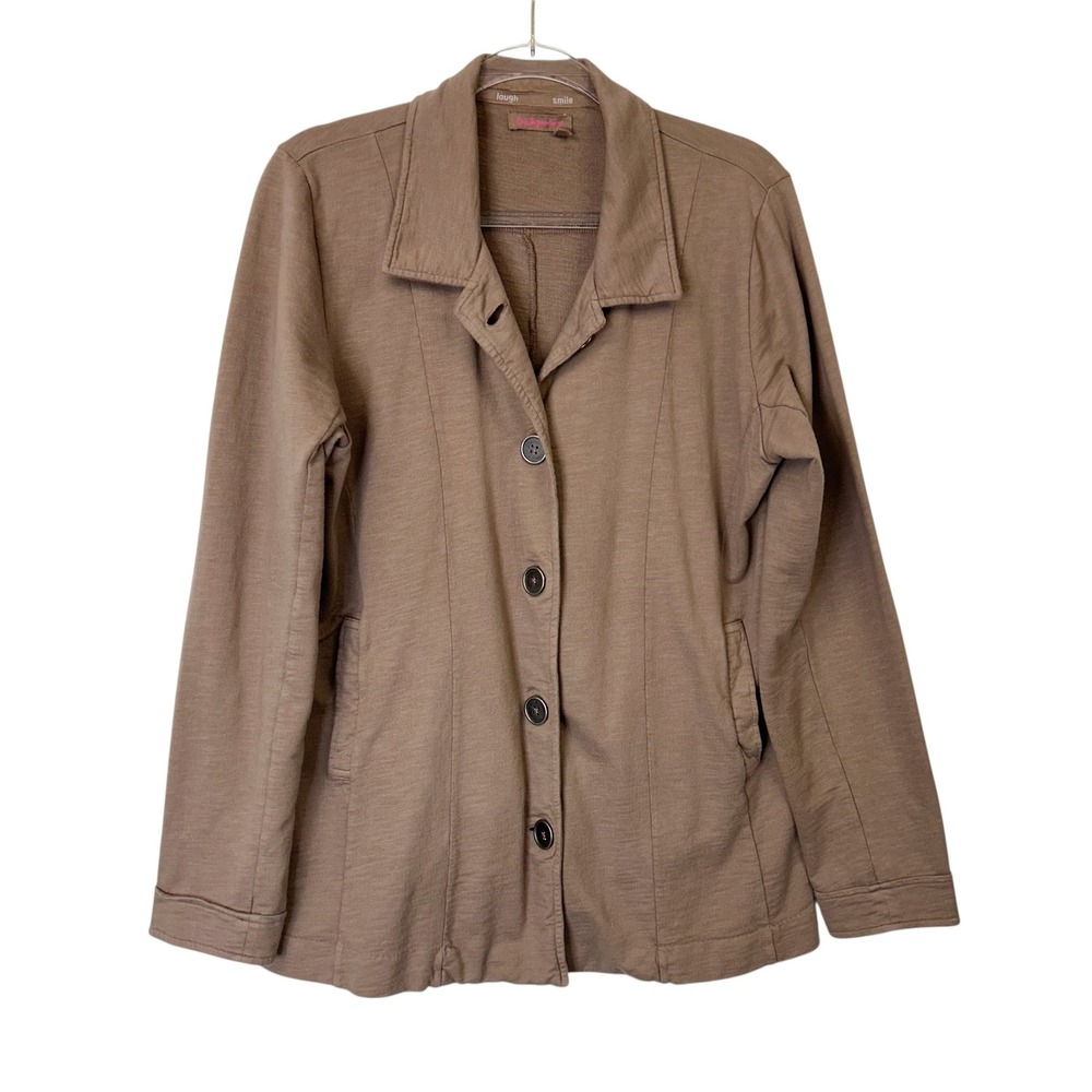 Fresh Produce Knit Jacket Women's Size L Brown Earthy‎ Minimalist Beach Nights